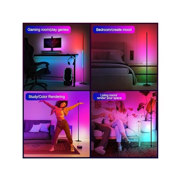 Smart LED Corner Floor Lamp-16M Colors, Music Sync, Alexa/Google Compatible, 51” - Picture 6 of 8